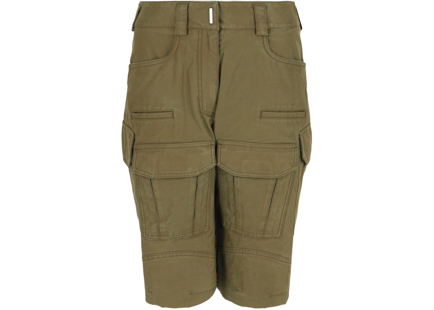 Givenchy Women's Frayed Multi-Pocket Cargo Shorts Olive Green