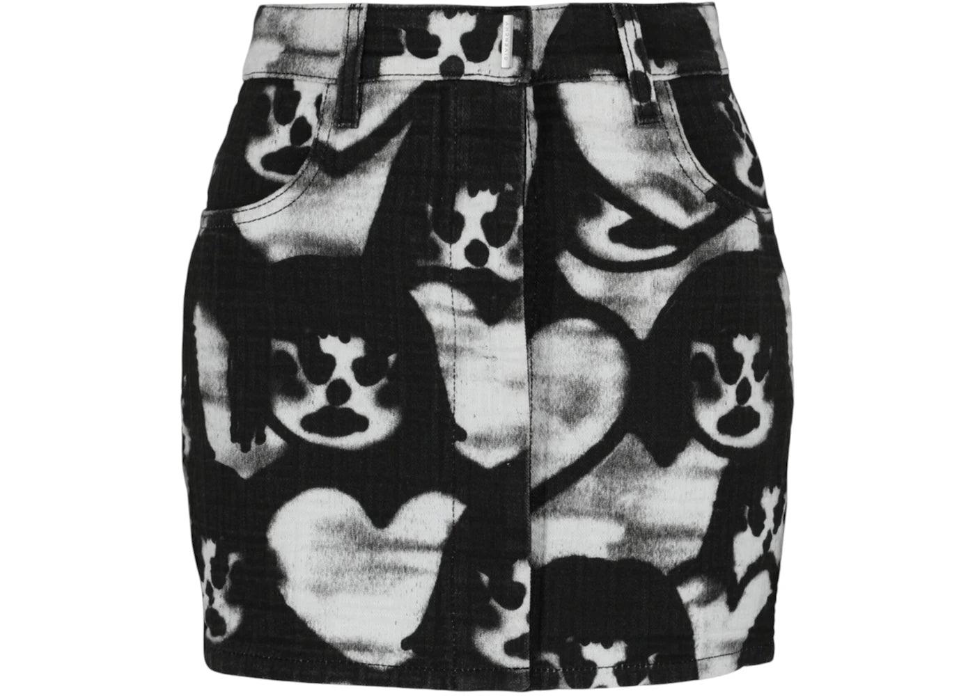 Givenchy Women's Chito Grafitti Denim Skirt White Black