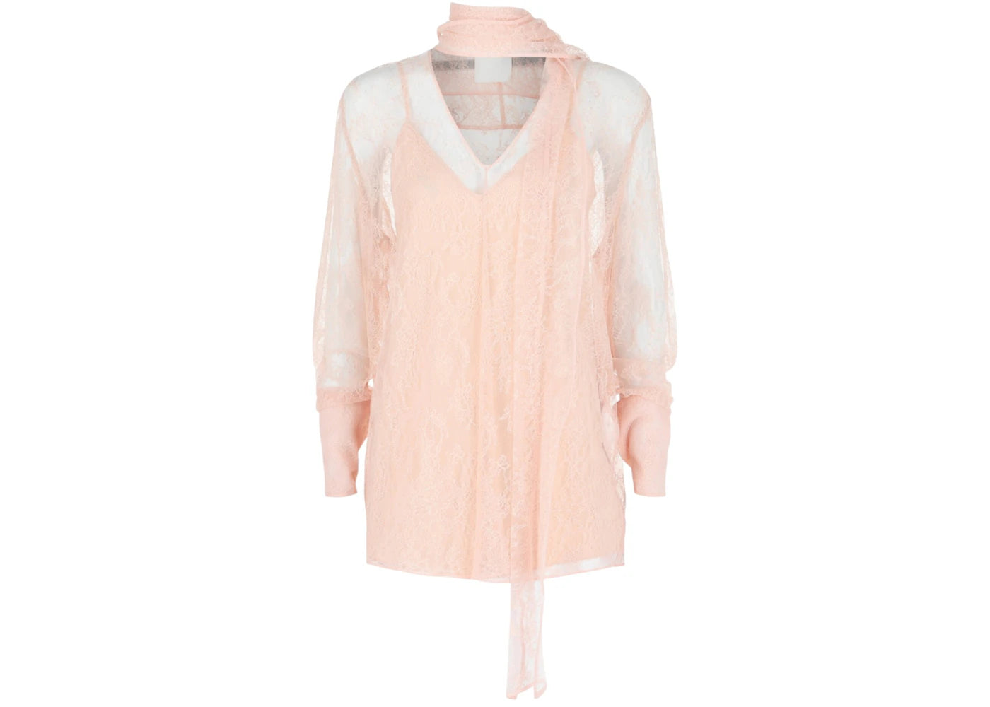 Givenchy Women's Lace Blouse With Neck Tie Blush Pink