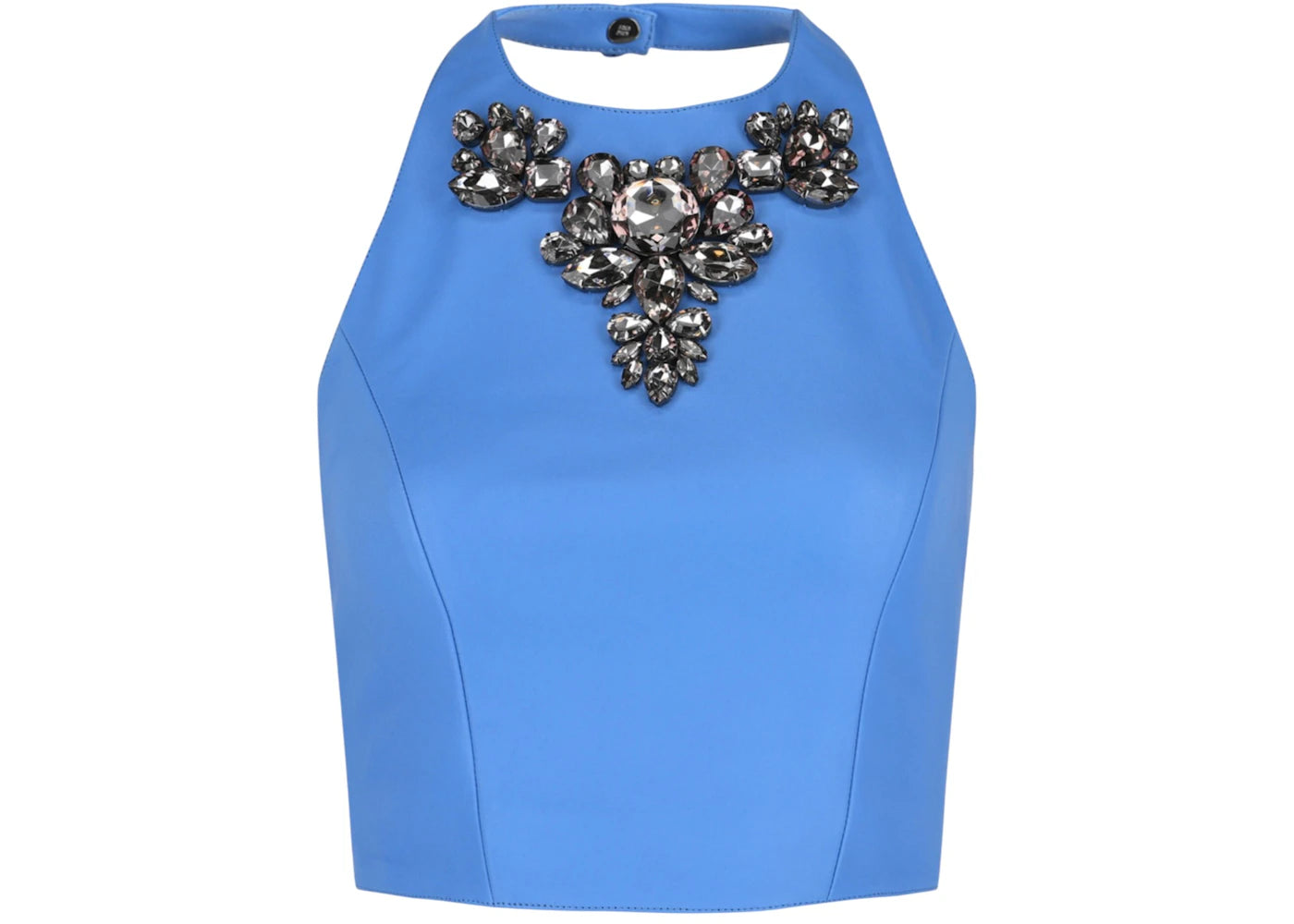 Givenchy Women's Leather Embroidered Stones Halter Top Cornflower