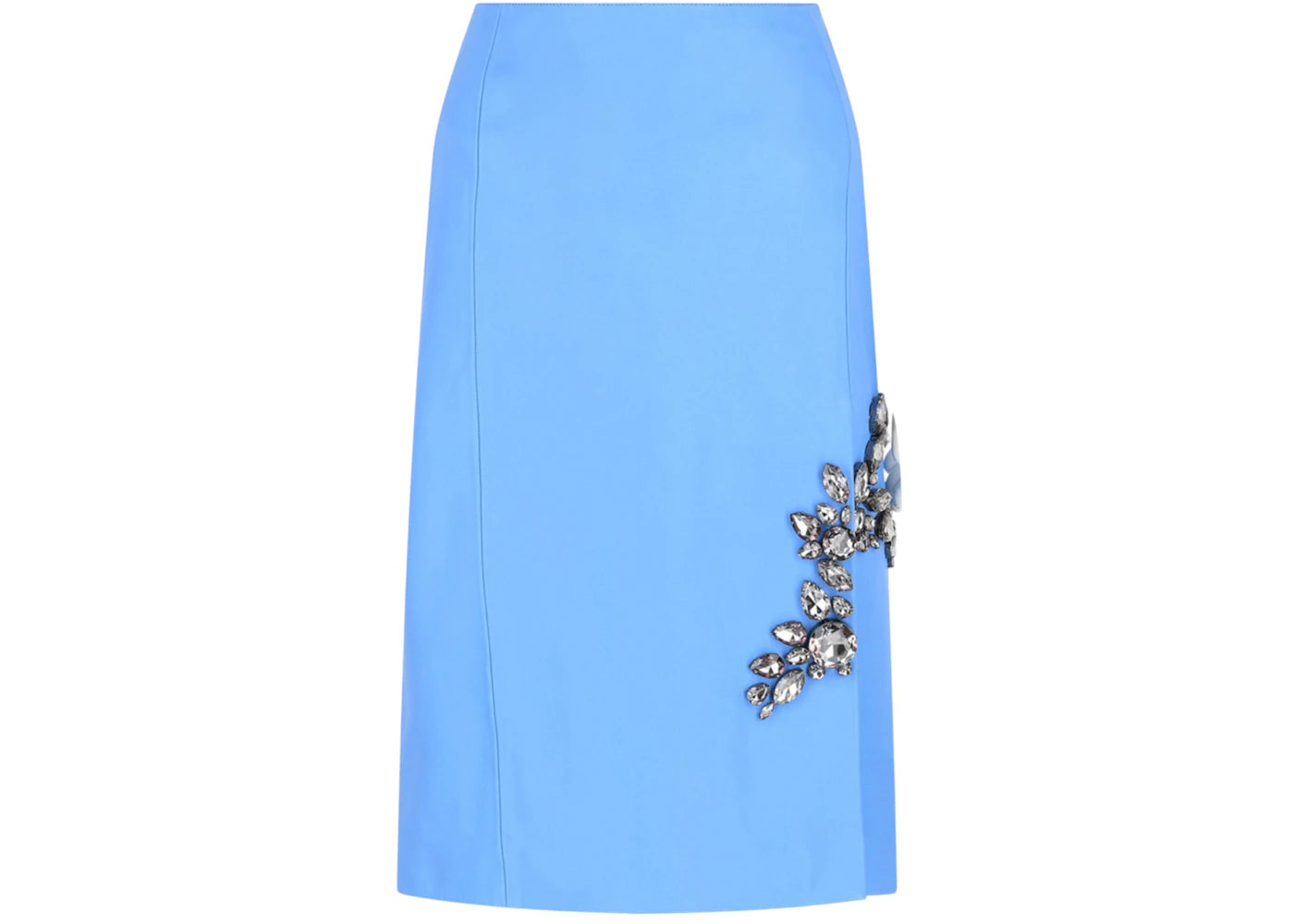 Givenchy Women's Leather Embroidered Stones Skirt Cornflower