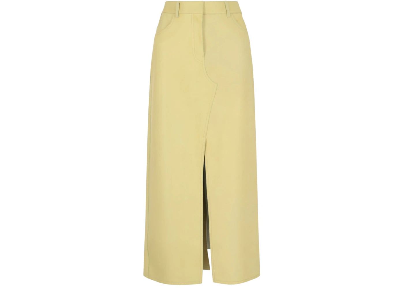 Givenchy Women's Leather Pencil Skirt With Front Split Pale Yellow