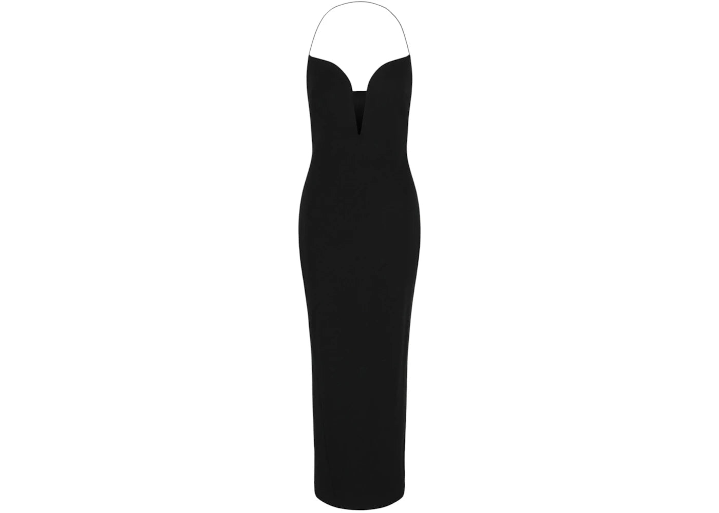 Givenchy Women's Plunging Halter Midi Dress Black