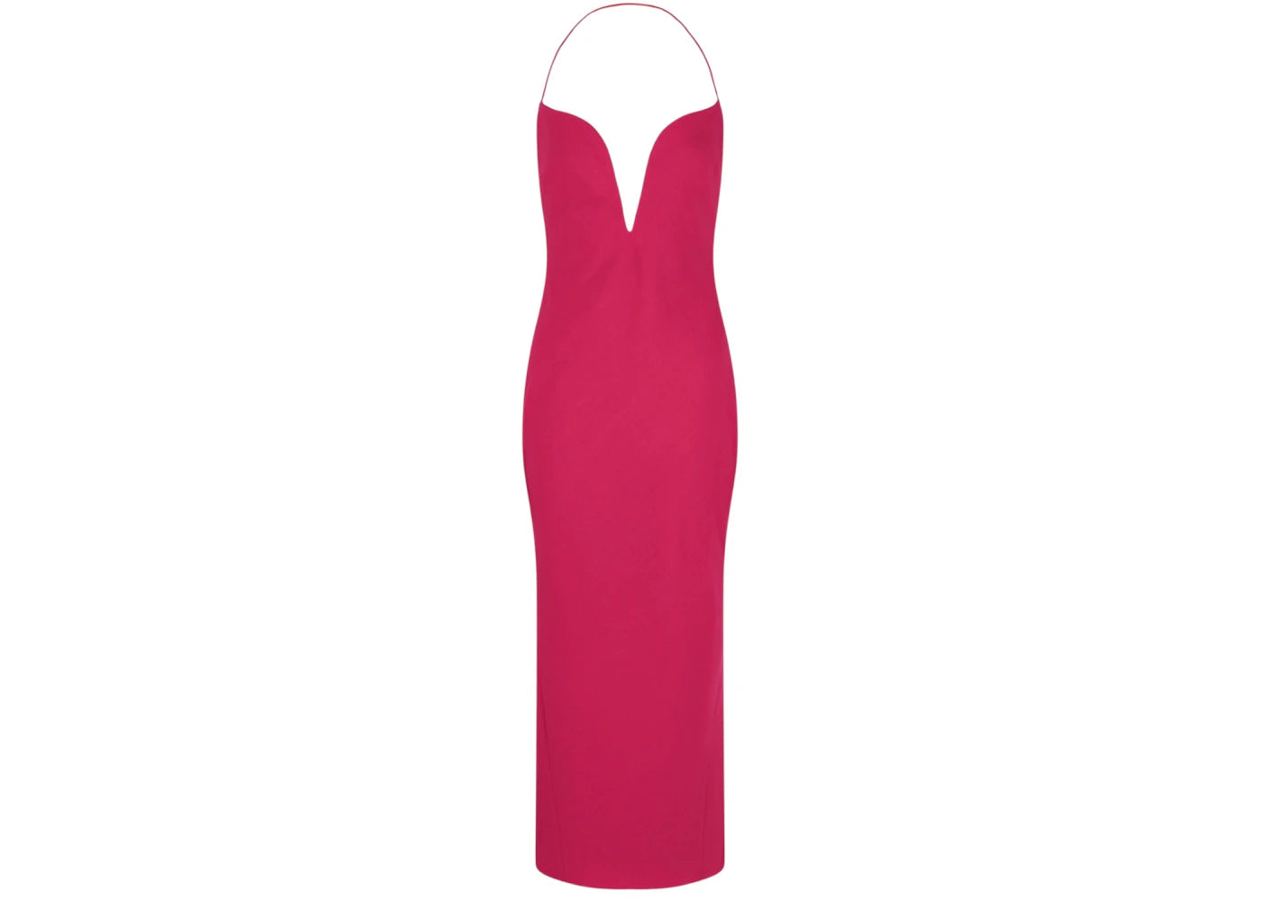 Givenchy Women's Plunging Halter Midi Dress Fuchsia