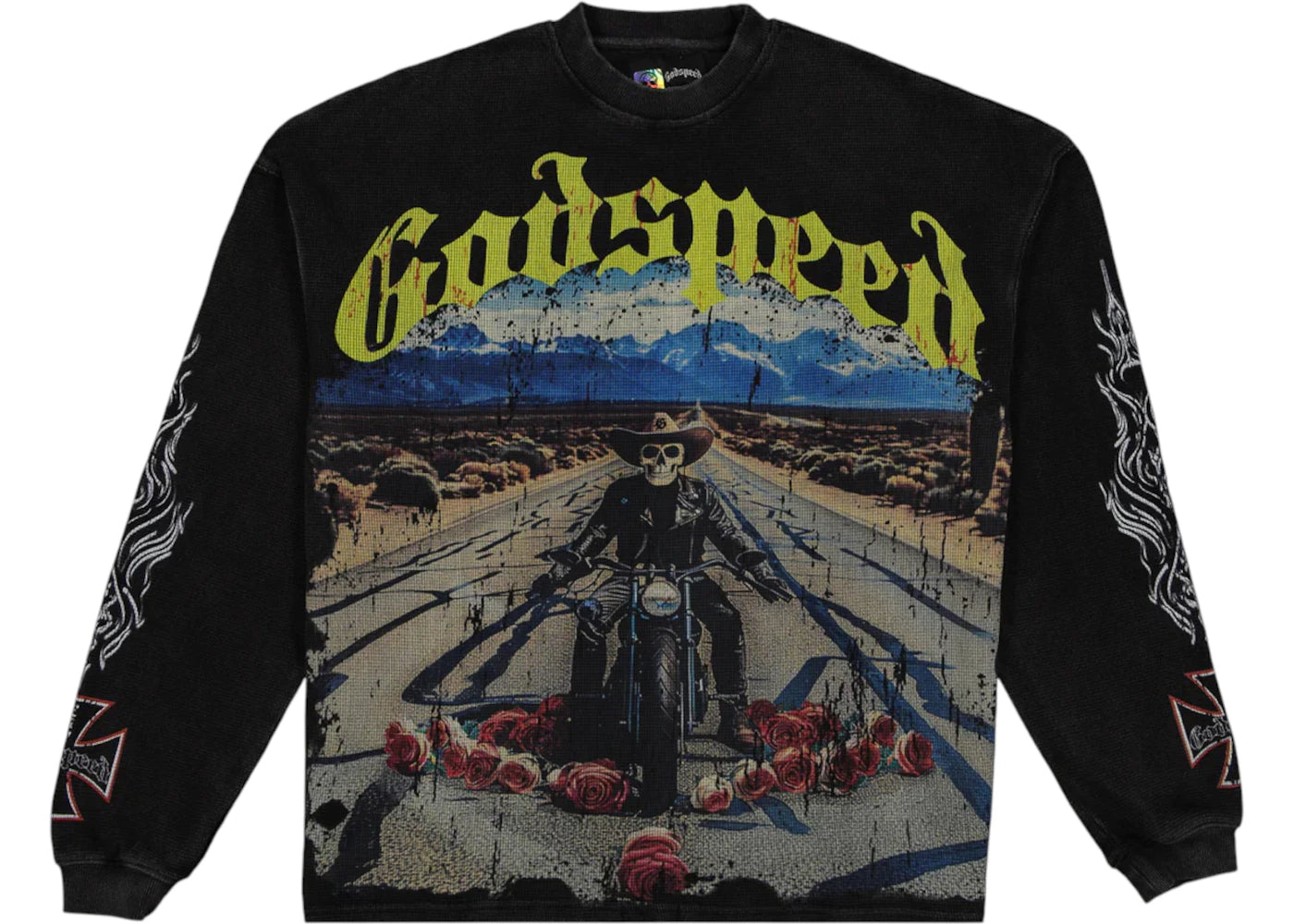 Godspeed Long Lonely Road Thermal L/S T-shirt Black Wash