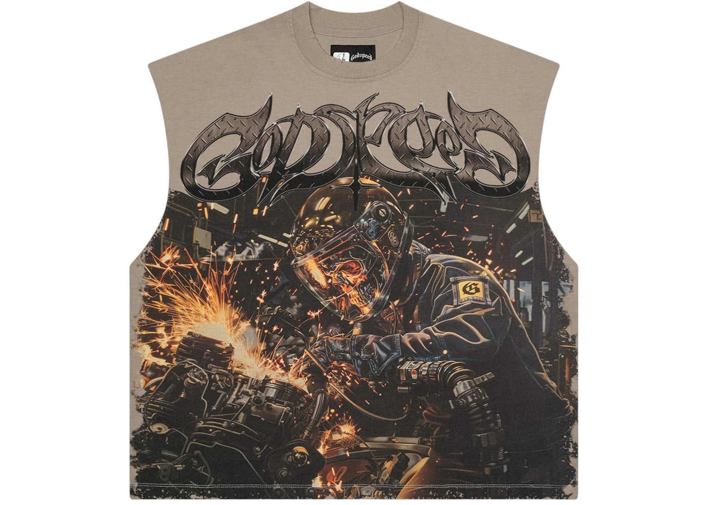 Godspeed Steel Sharpens Steel Sleeveless Shirt Slate Grey