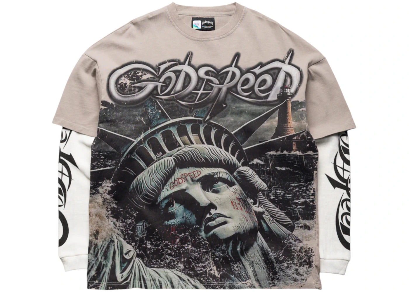 Godspeed Sunken Liberty 2 Layered T-shirt Stone Grey