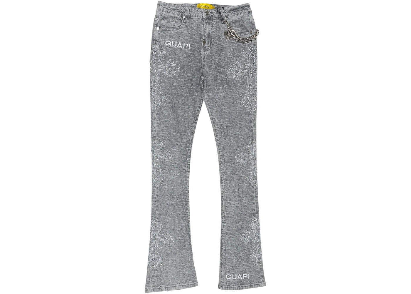 Guapi Distressed Cross Denim Jean Smoke Grey