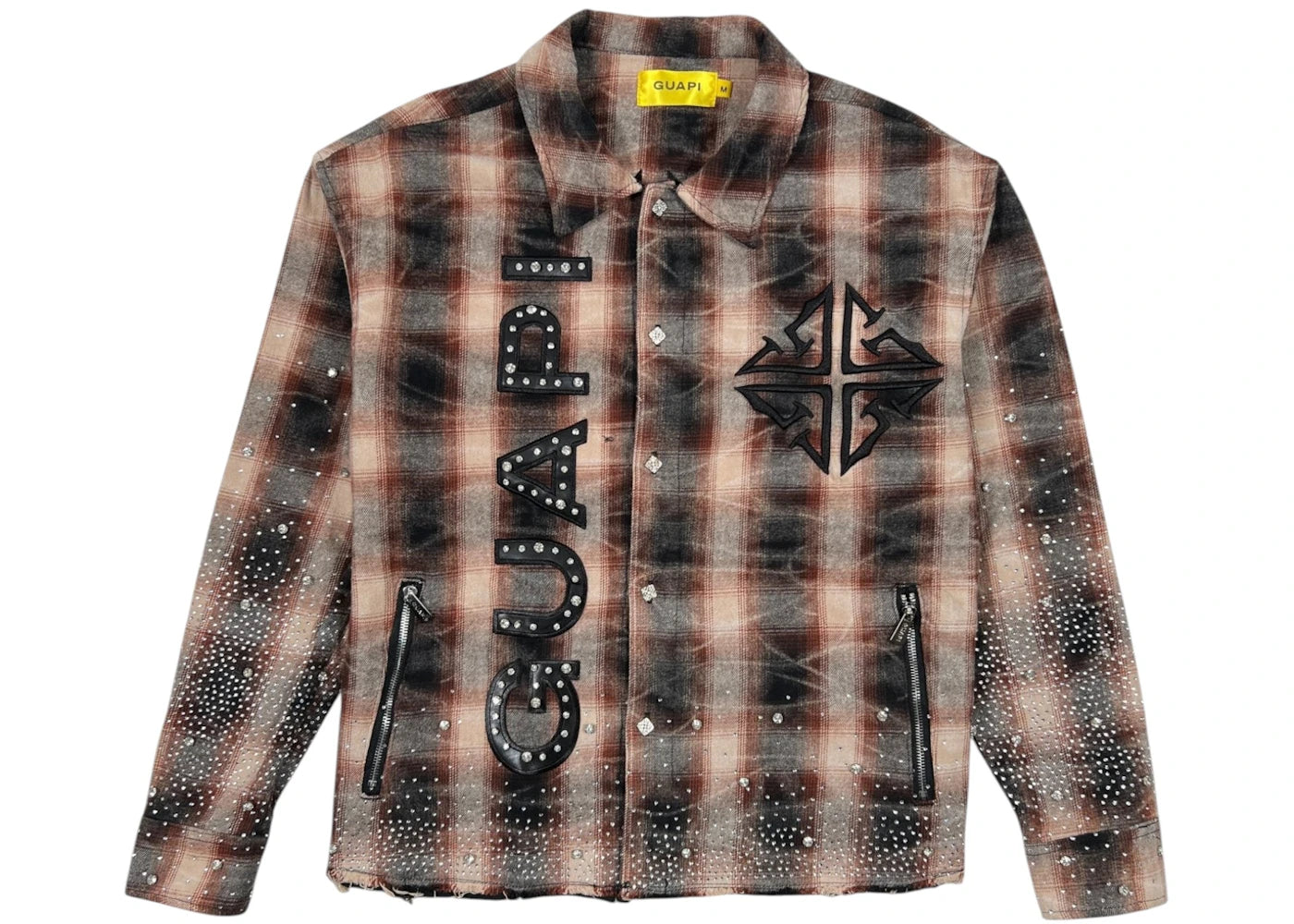 Guapi Rhinestone Flannel Shirt Mocha