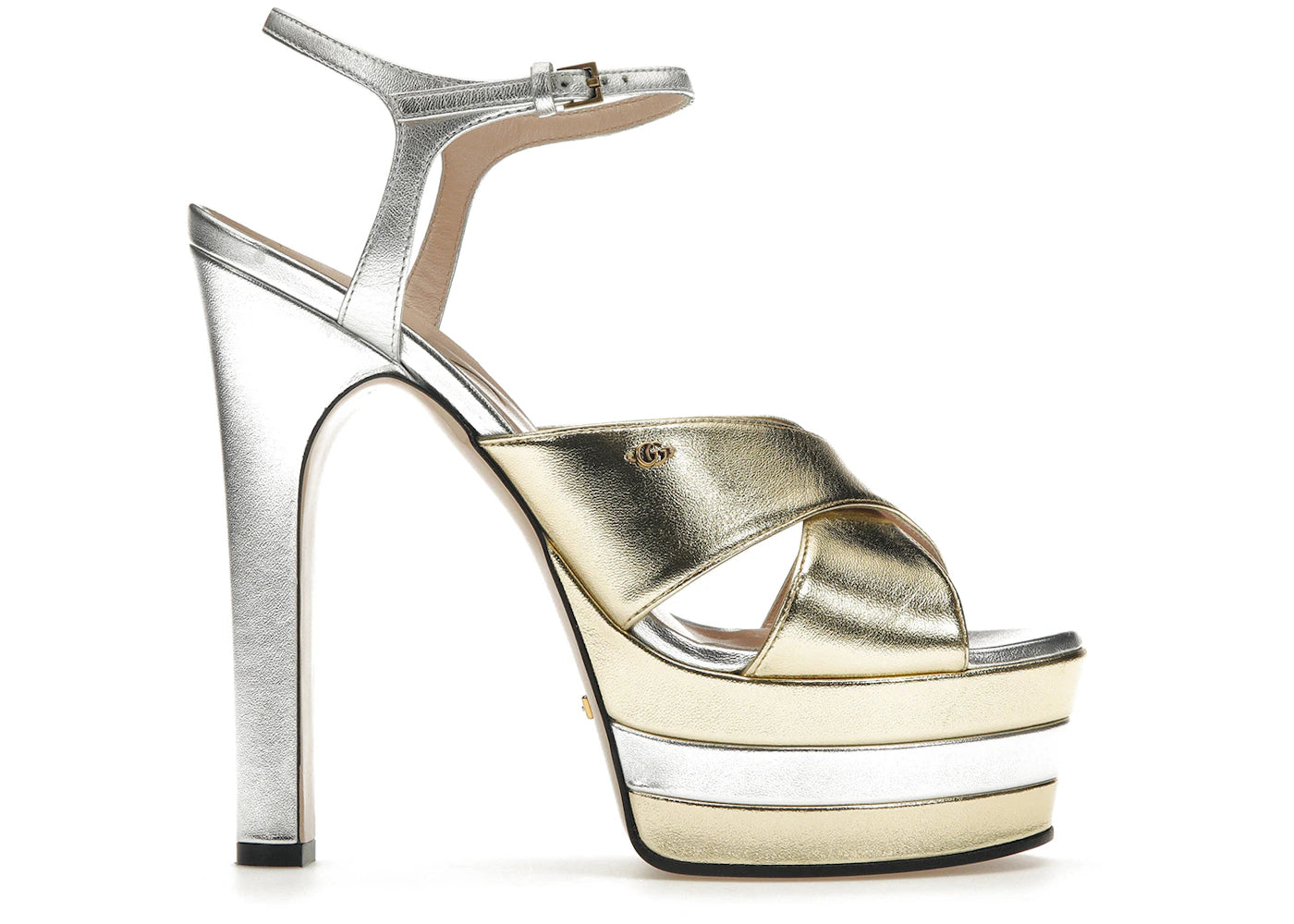 Gucci 135mm Platform Sandal Metallic Leather (Women's)