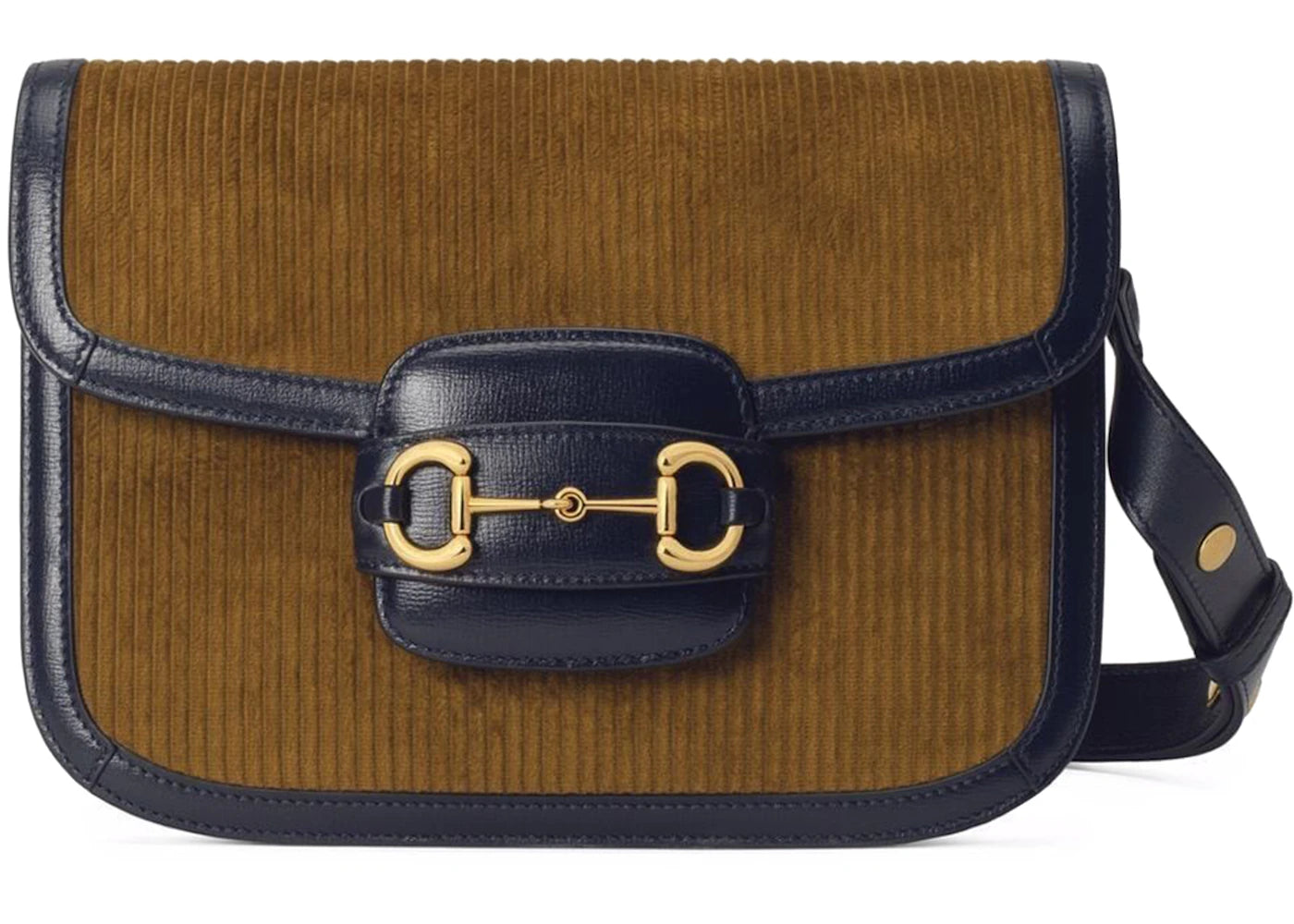 Gucci 1955 Horsebit Shoulder Bag Small Corduroy Brown/Blue