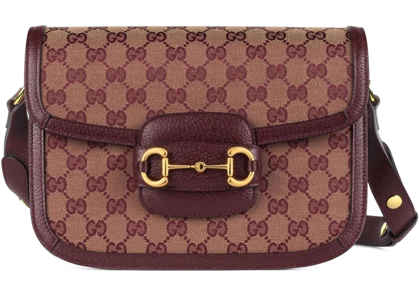 Gucci 1955 Horsebit Shoulder Bag Small GG Jacquard Beige/Burgundy