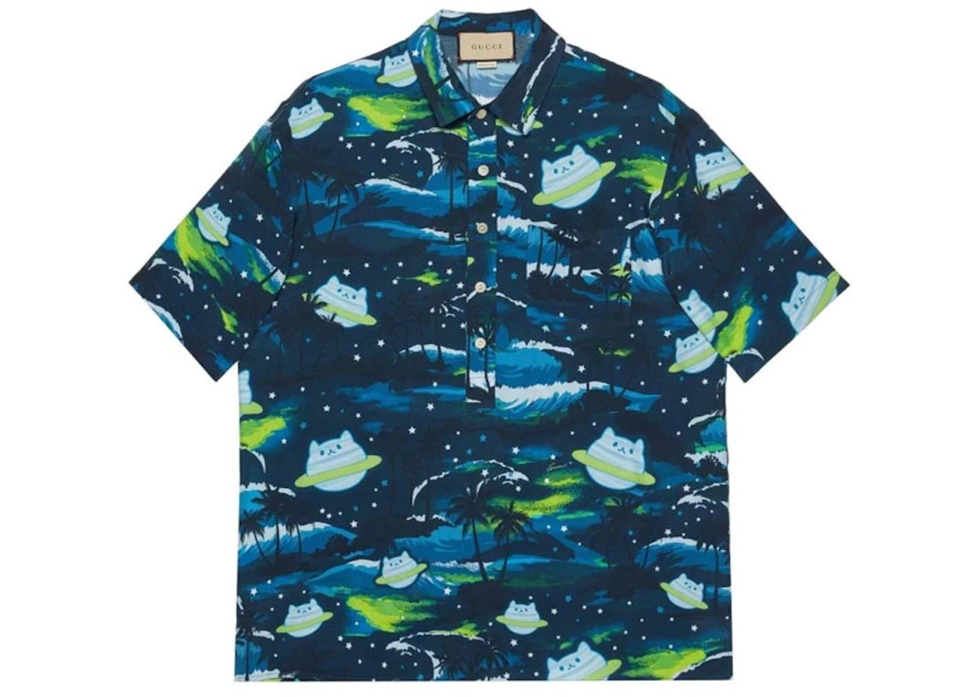 Gucci Abstract-Print Short-sleeved Shirt Blue