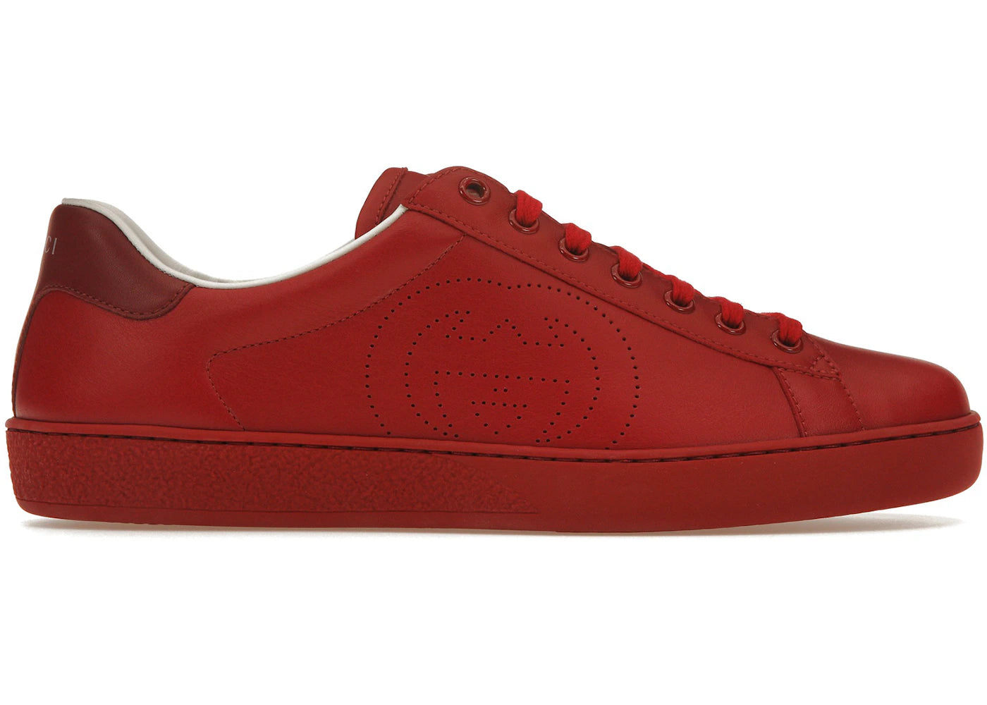 Gucci Ace Perforated Interlocking G Red