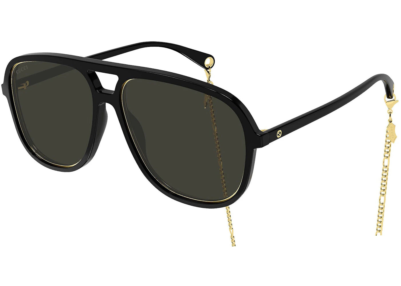Gucci Aviator Chain Sunglasses Black/Gold (GG1077S-001-57)