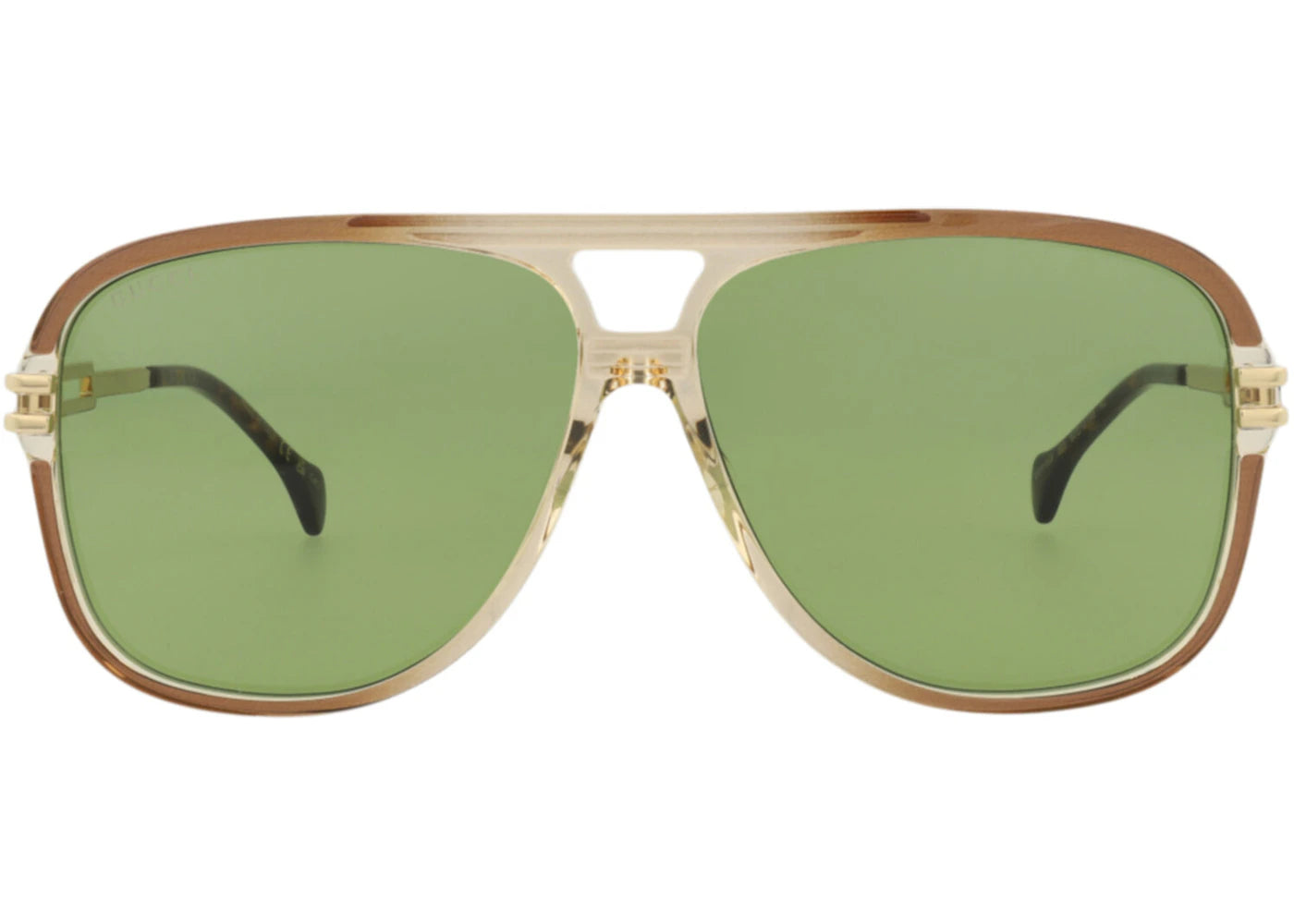 Gucci Aviator-Frame Acetate Sunglasses Brown/Gold/Green (GG1105S-30012813-003)
