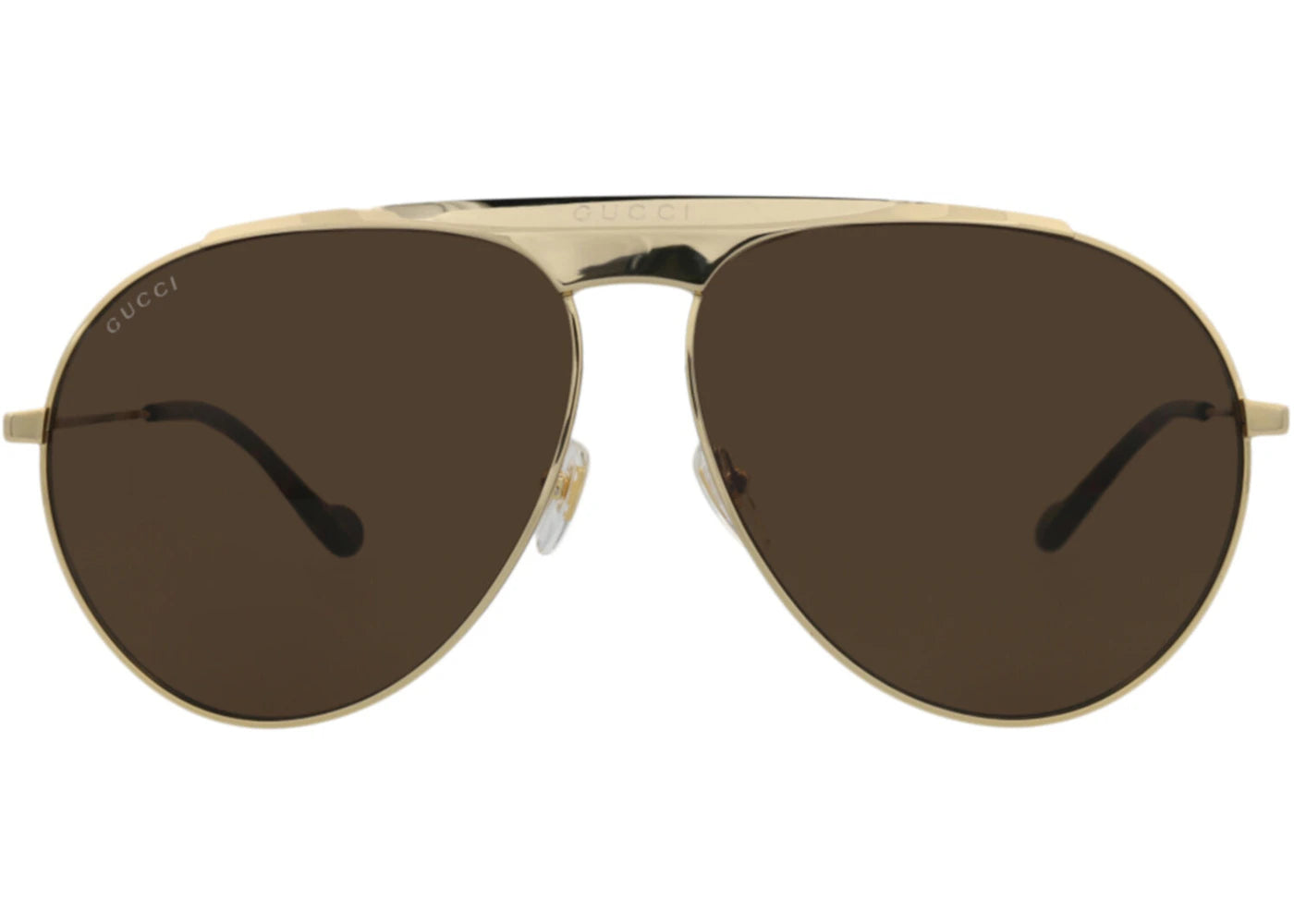 Gucci Aviator-Frame Metal Sunglasses Gold Gold Brown (GG0908S-30010529-001)