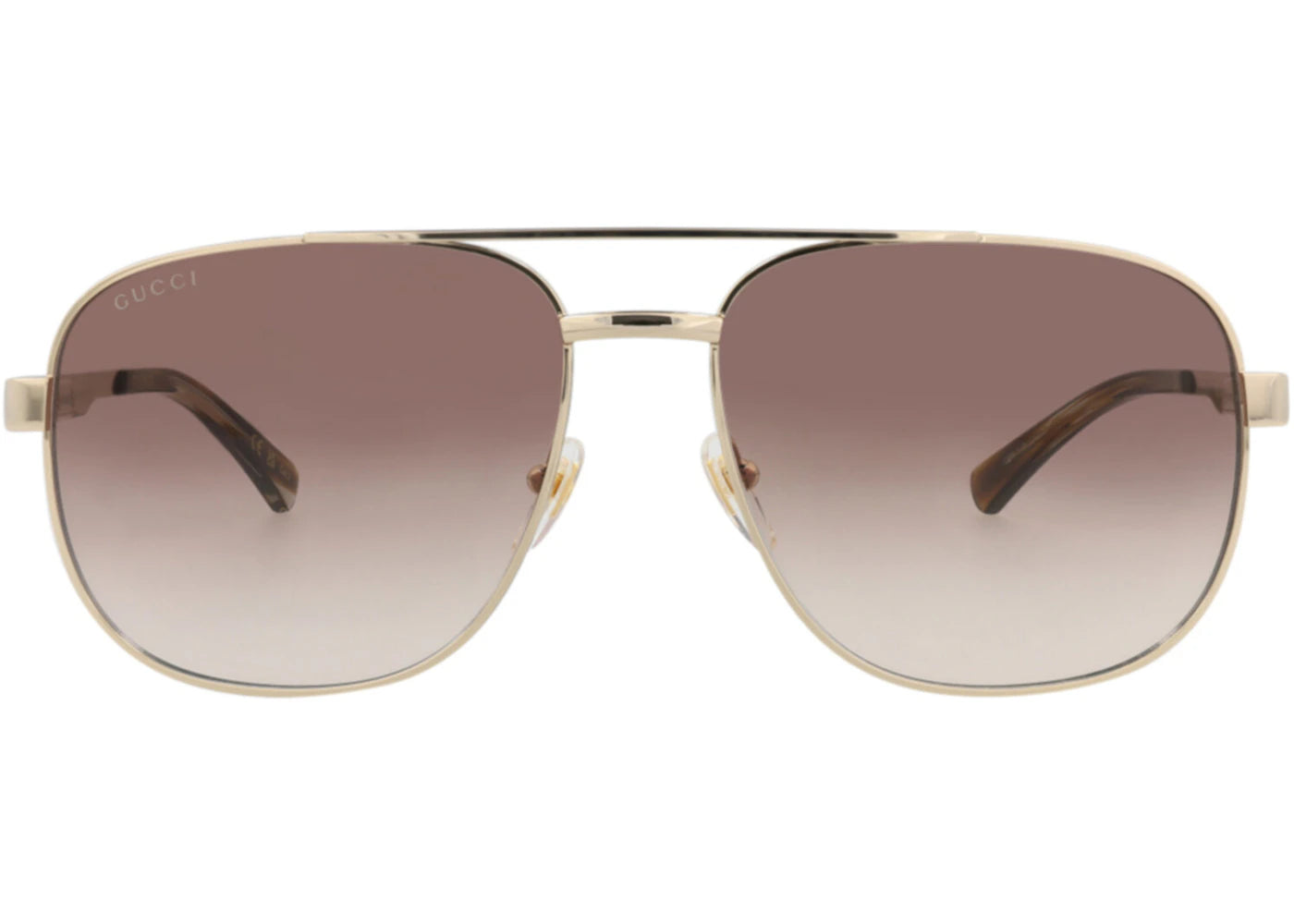 Gucci Aviator-Frame Metal Sunglasses Gold Gold Brown (GG1223S-30013480-003)