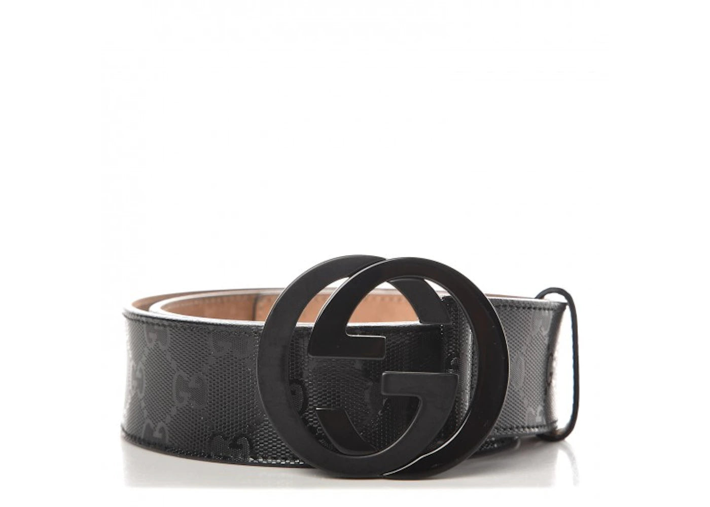 Gucci Belt GG Imprime Interlocking G Black Buckle 1.5 W Black