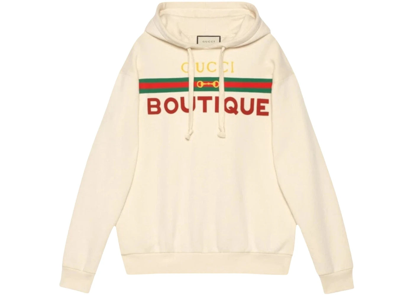 Gucci Boutique Print Hooded Sweatshirt Off White