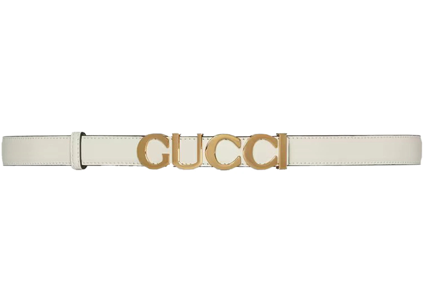 Gucci Buckle Thin Belt White
