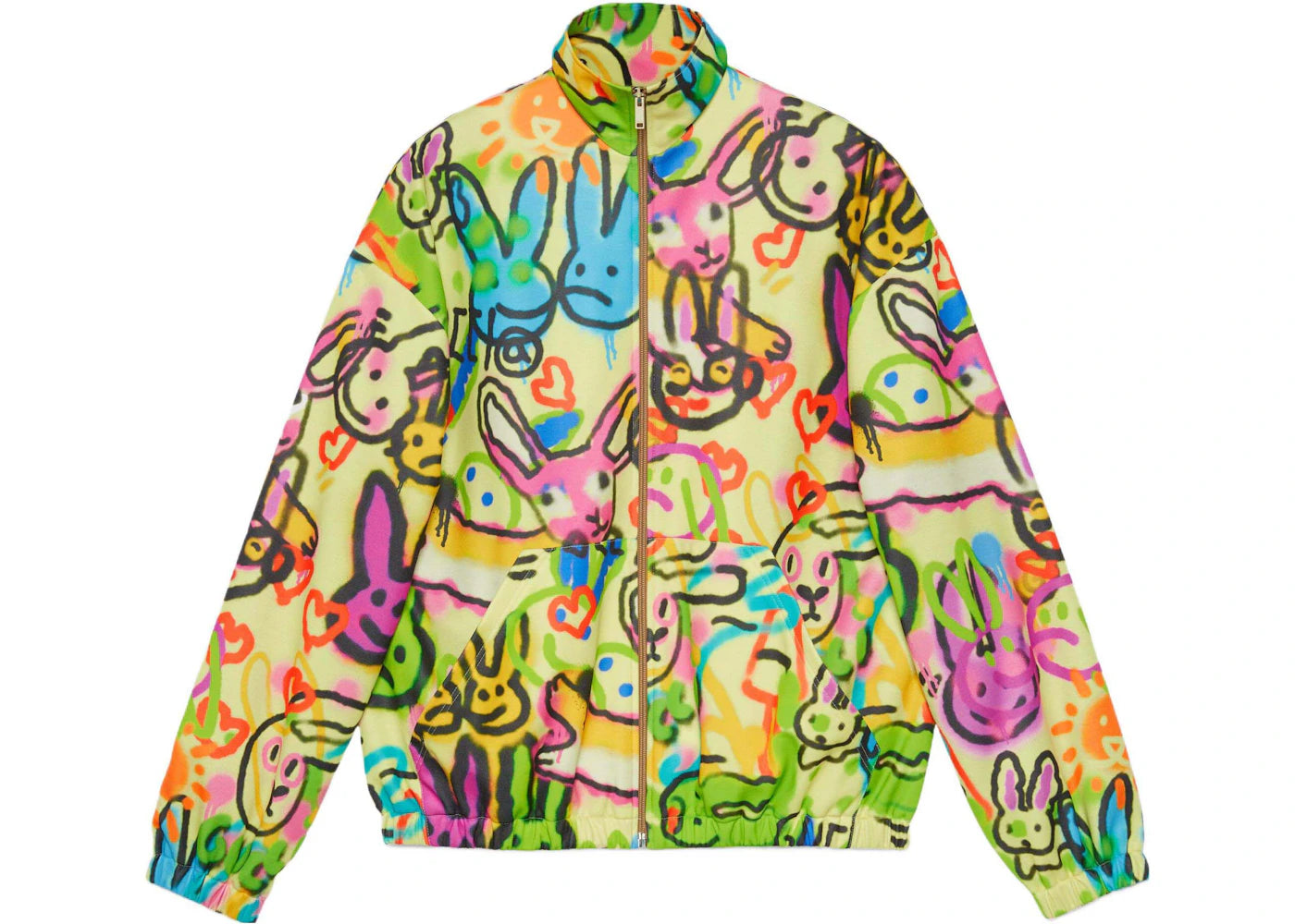 Gucci Bunny Print Full Zipped Jersey Jacket Multi