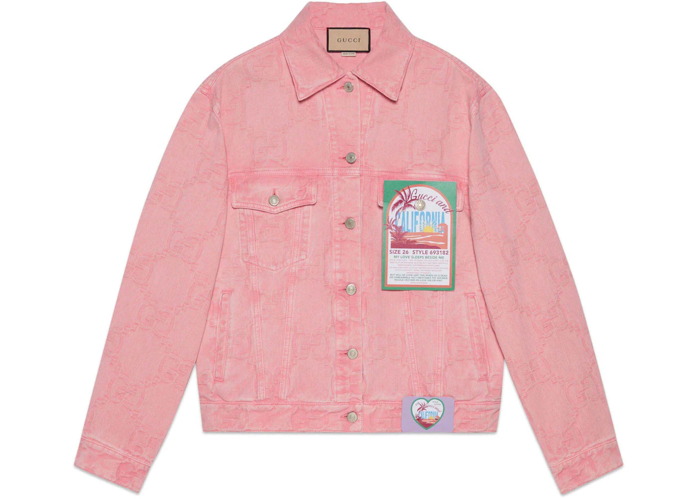 Gucci California GG Supreme Pattern Denim Jacket Pink