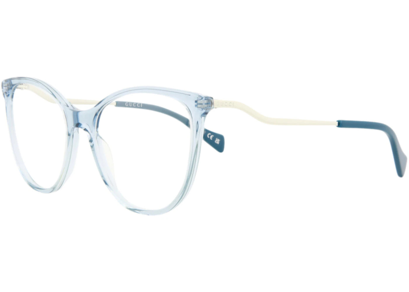 Gucci Cat Eye Eyeglasses Light Blue/Silver Transparent (GG1007O-30011762-006)