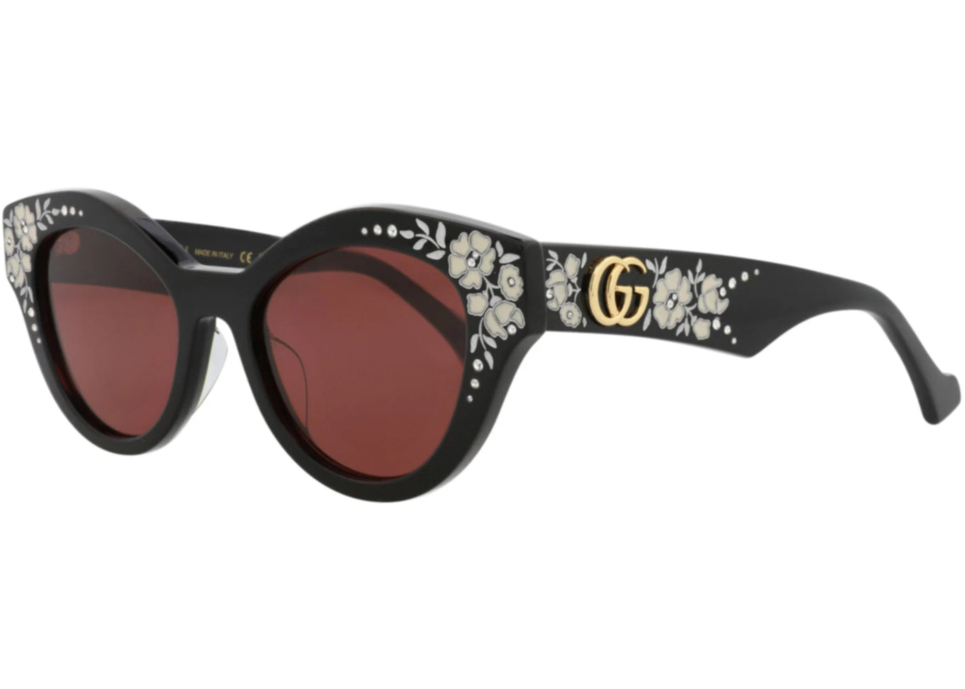 Gucci Cat Eye-Frame Recycled Acetate Sunglasses Black Black Red (GG0957S-30011161-008)