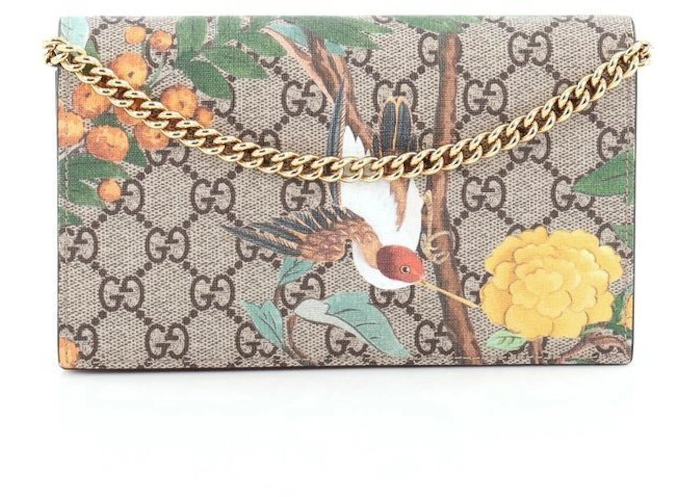 Gucci Chain Wallet Crossbody GG Supreme Tian Mini Brown