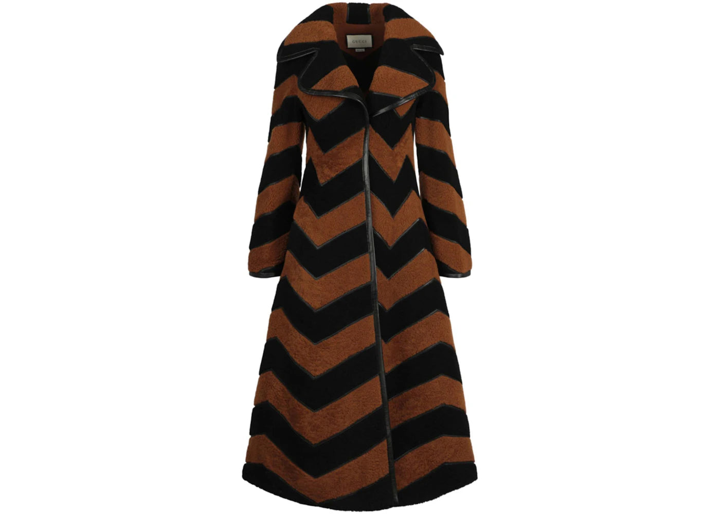 Gucci Chevron Fur Coat Brown
