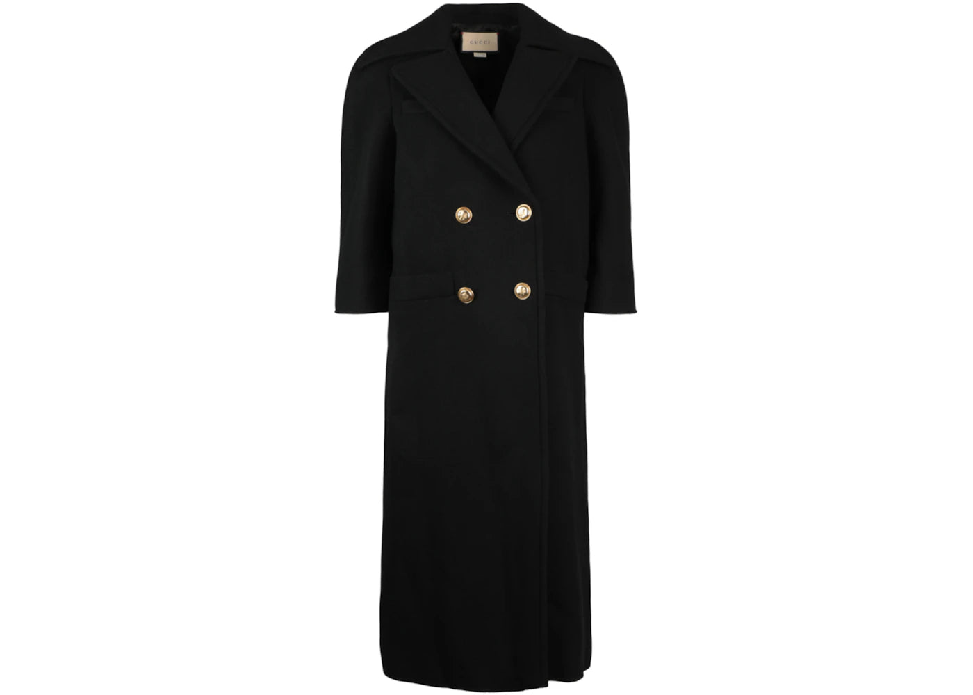 Gucci Double Breasted Collared Coat Black