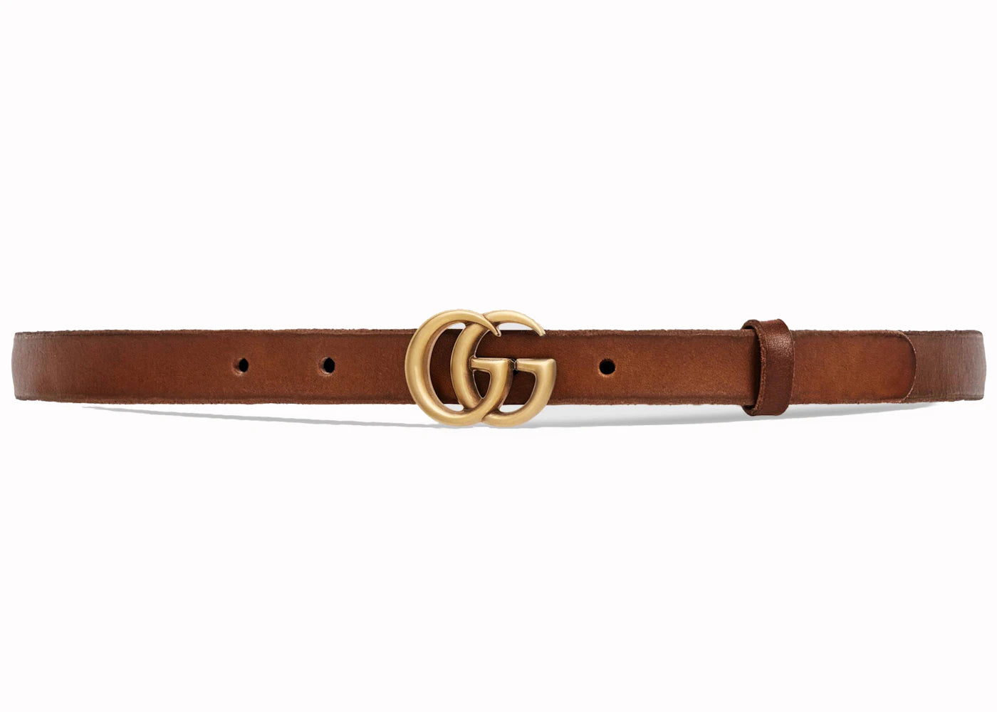 Gucci Double G Antique Brass Buckle Leather Belt Brown
