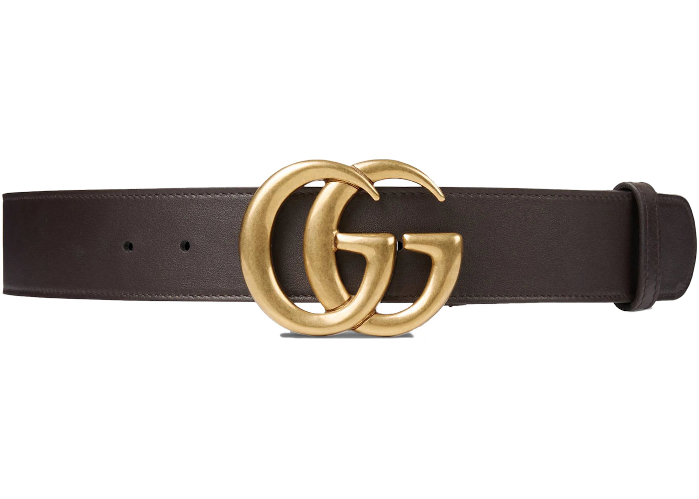 Gucci Double G Buckle Leather Belt 1.5"W Cocoa Brown
