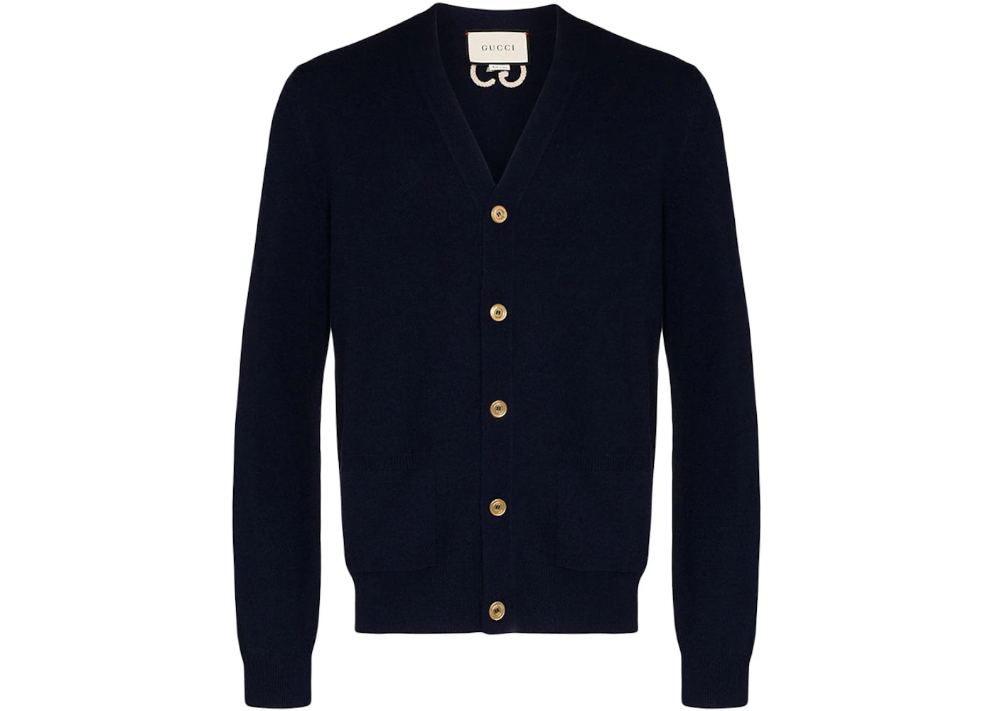 Gucci GG Embroidered Logo Cardigan Navy