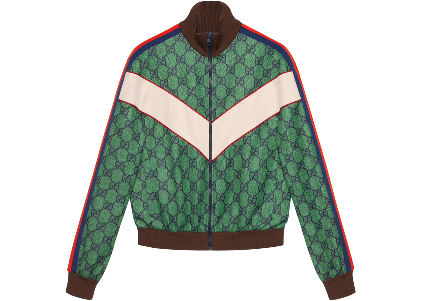 Gucci GG Jersey Zip Jacket With Web Green/Dark Blue