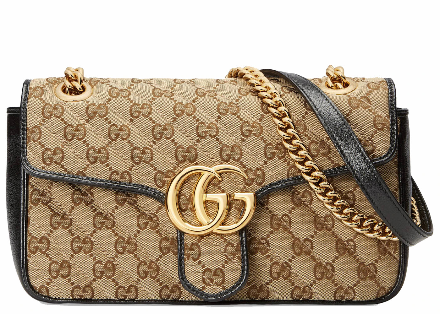 Gucci GG Marmont Small Diagonal Matelasse Bag Original GG Canvas Beige/Ebony