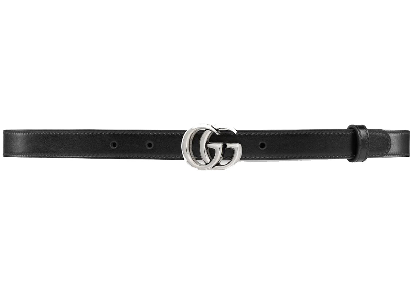 Gucci GG Marmont Belt Palladium-toned Buckle .8 Width Black
