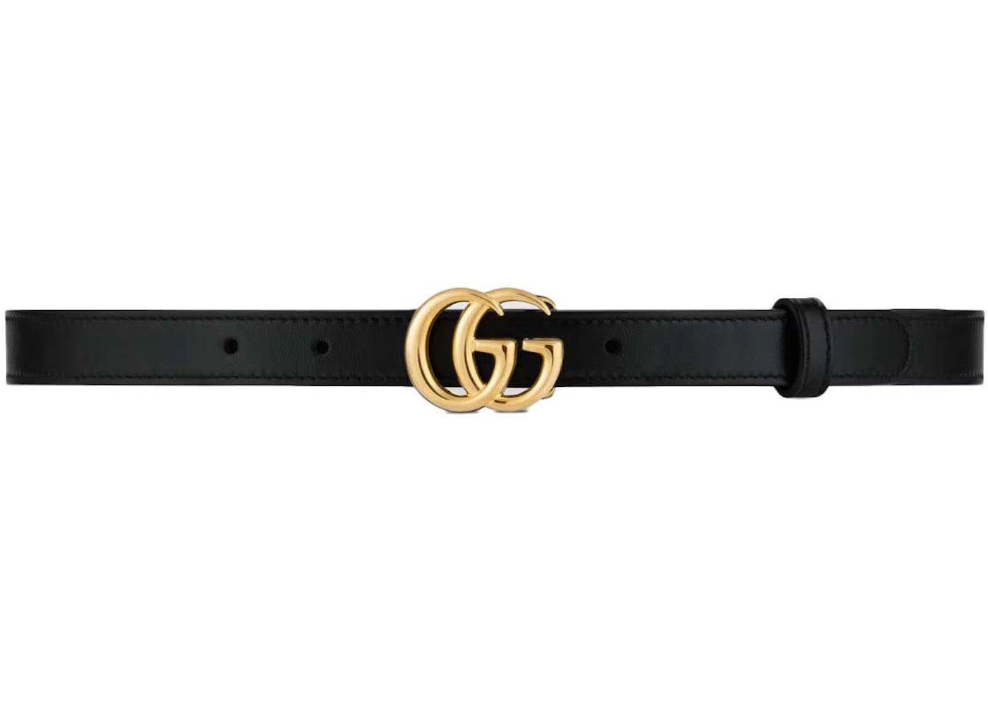 Gucci GG Marmont Thin Leather Belt with Shiny Buckle .8 Width Black
