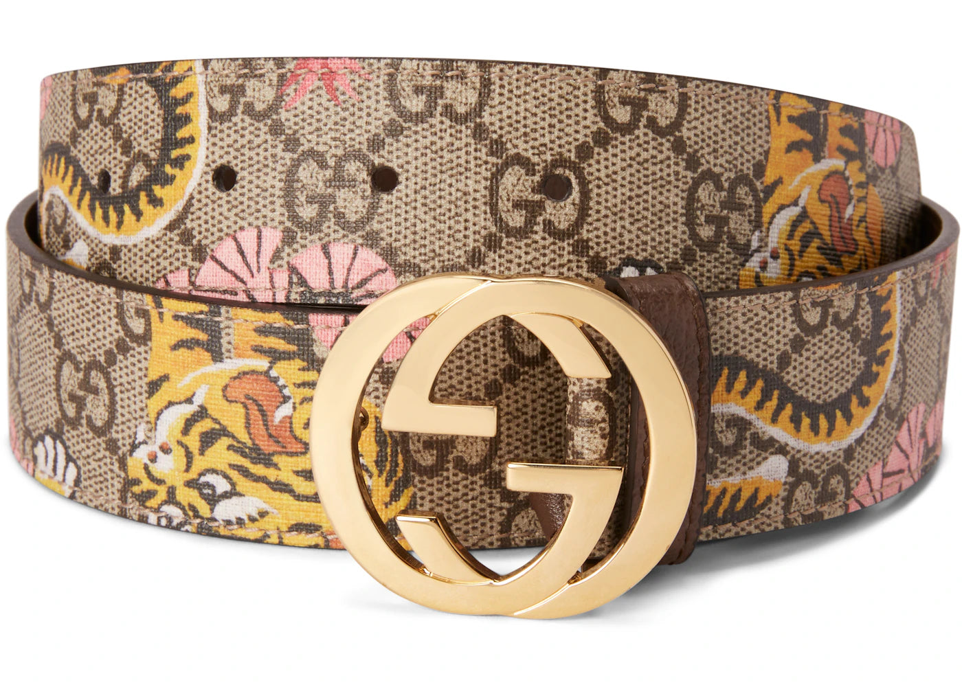 Gucci Interlocking G Belt GG Supreme Bengal Print Beige