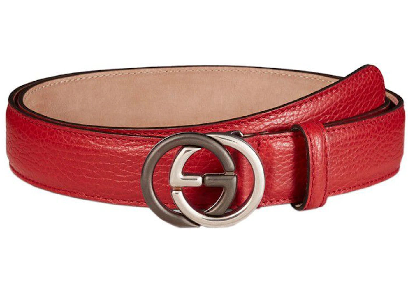Gucci Interlocking G Belt Silver/Black Buckle Red
