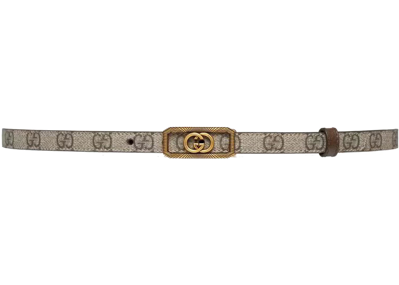 Gucci Interlocking G Buckle Thin Belt Beige Ebony