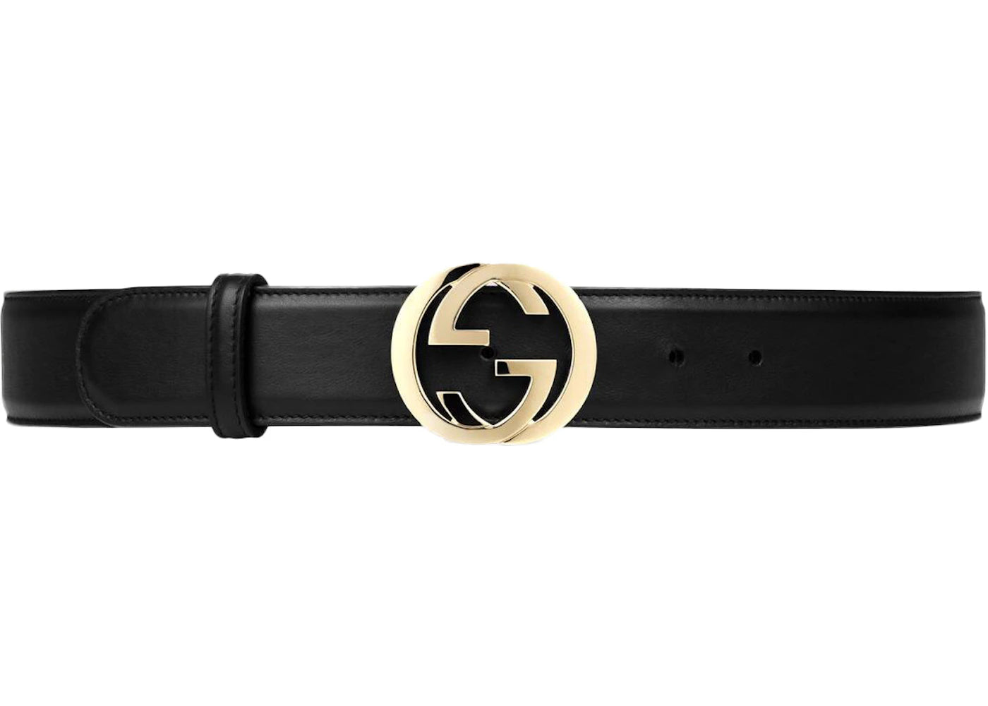 Gucci Interlocking GG Light Gold-tone Belt Black