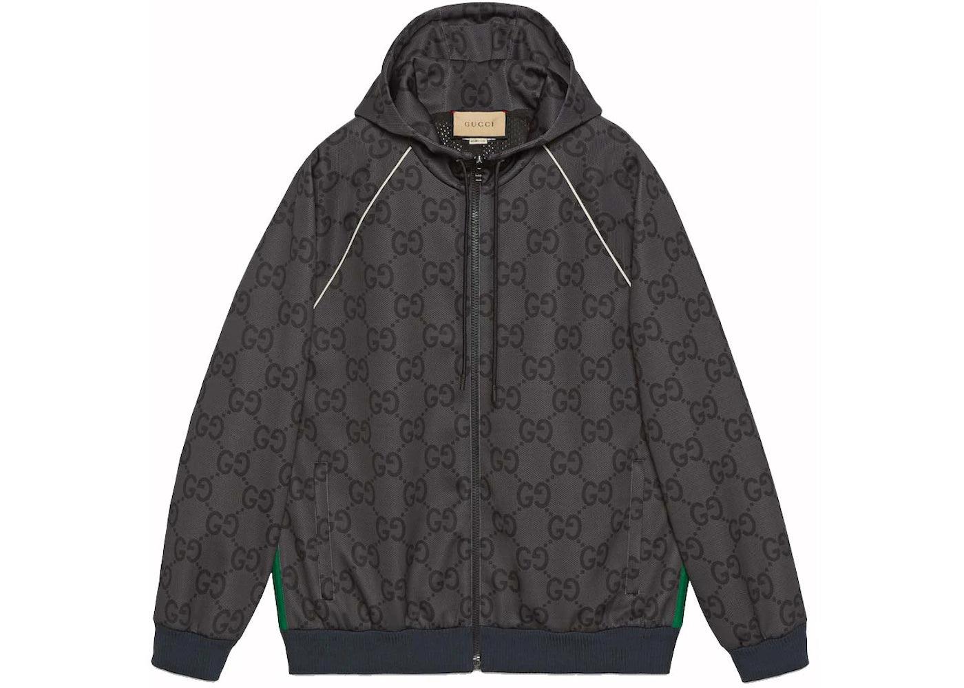 Gucci Jumbo GG Zip Jacket with Web Grey/Dark Grey