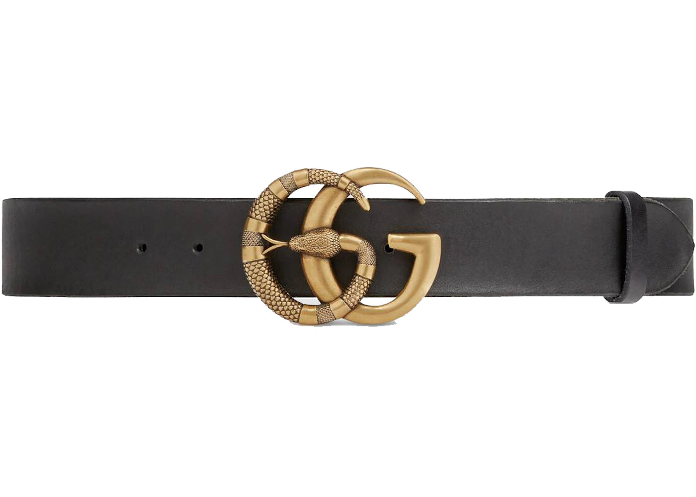 Gucci Leather Belt Double G Buckle with Snake 1.5 Width Printed Black