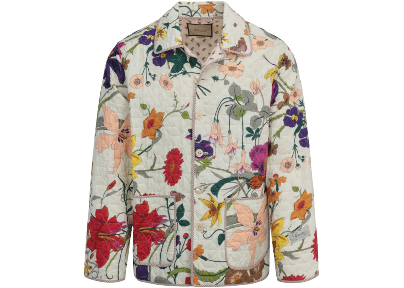 Gucci Padded Floral Quilted Jacket White