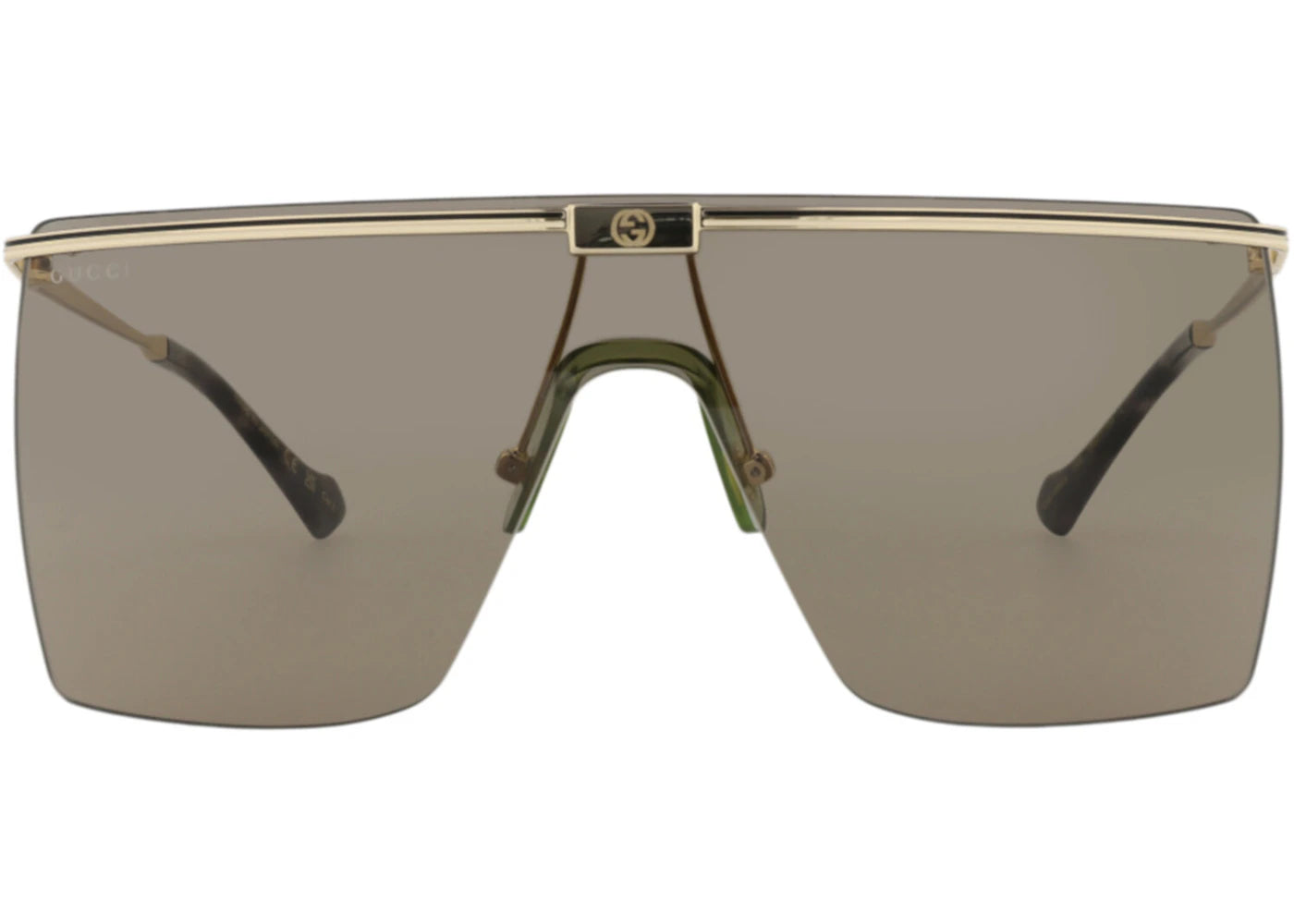 Gucci Shield-Frame Metal Sunglasses Gold Gold Brown (GG1096S-30013075-002)