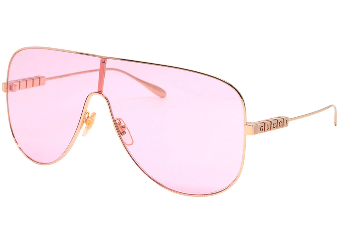 Gucci Shield Sunglasses Gold Pink (GG1436S-004-99)