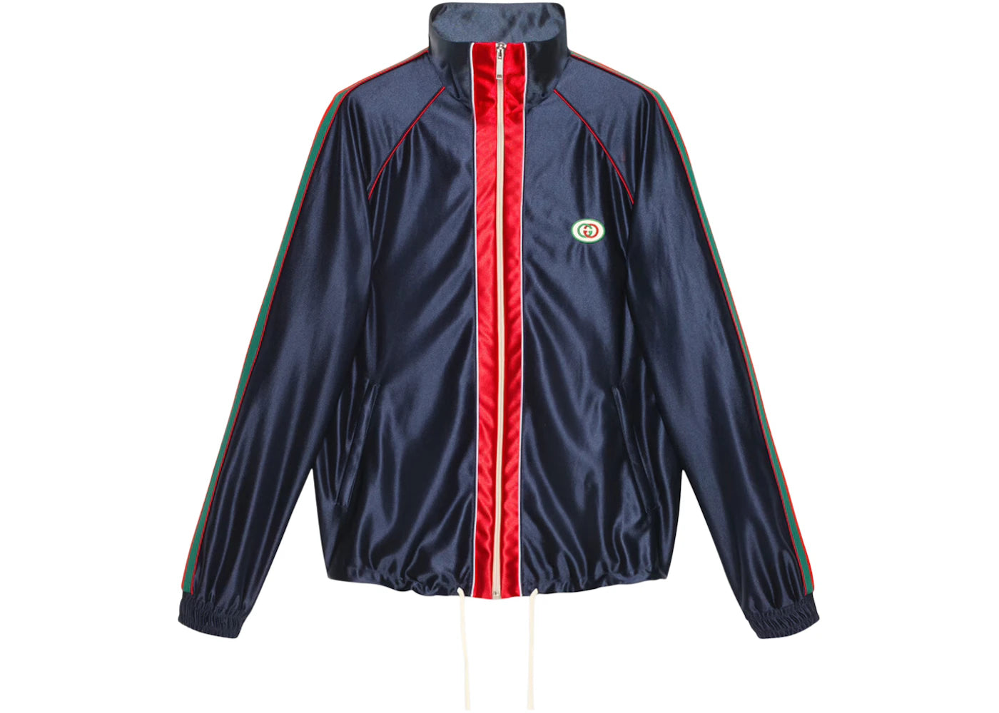 Gucci Shiny Jersey Jacket With Web Blue