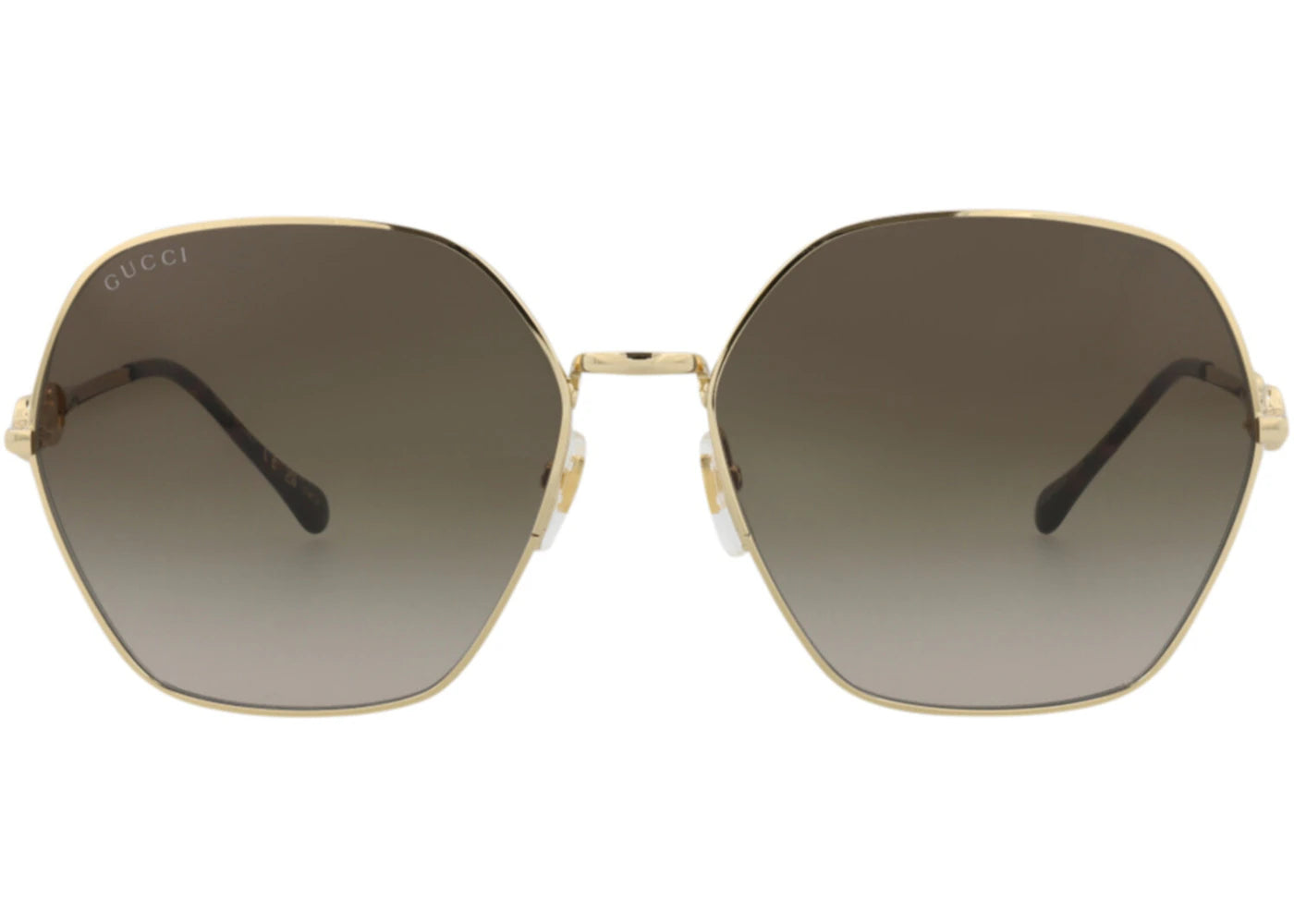 Gucci Square-Frame Metal Sunglasses Gold/Gold/Brown (GG1335S-30013931-002)